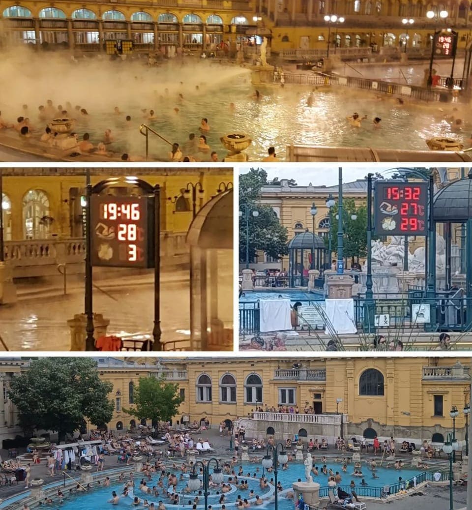 Contraste de los Baños Széchenyi en Invierno y Verano